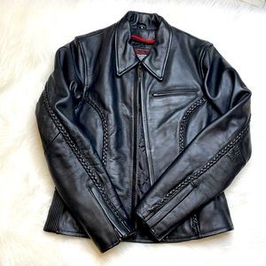 EUC Women’s Lined Leather Motorcycle Jacket Sz S